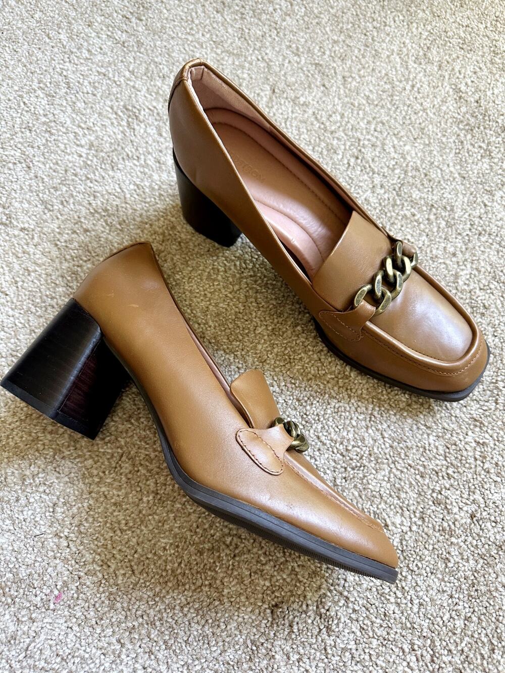 Nordstrom Bernice Leather Heeled Oxfords In Brown Size 8.5
